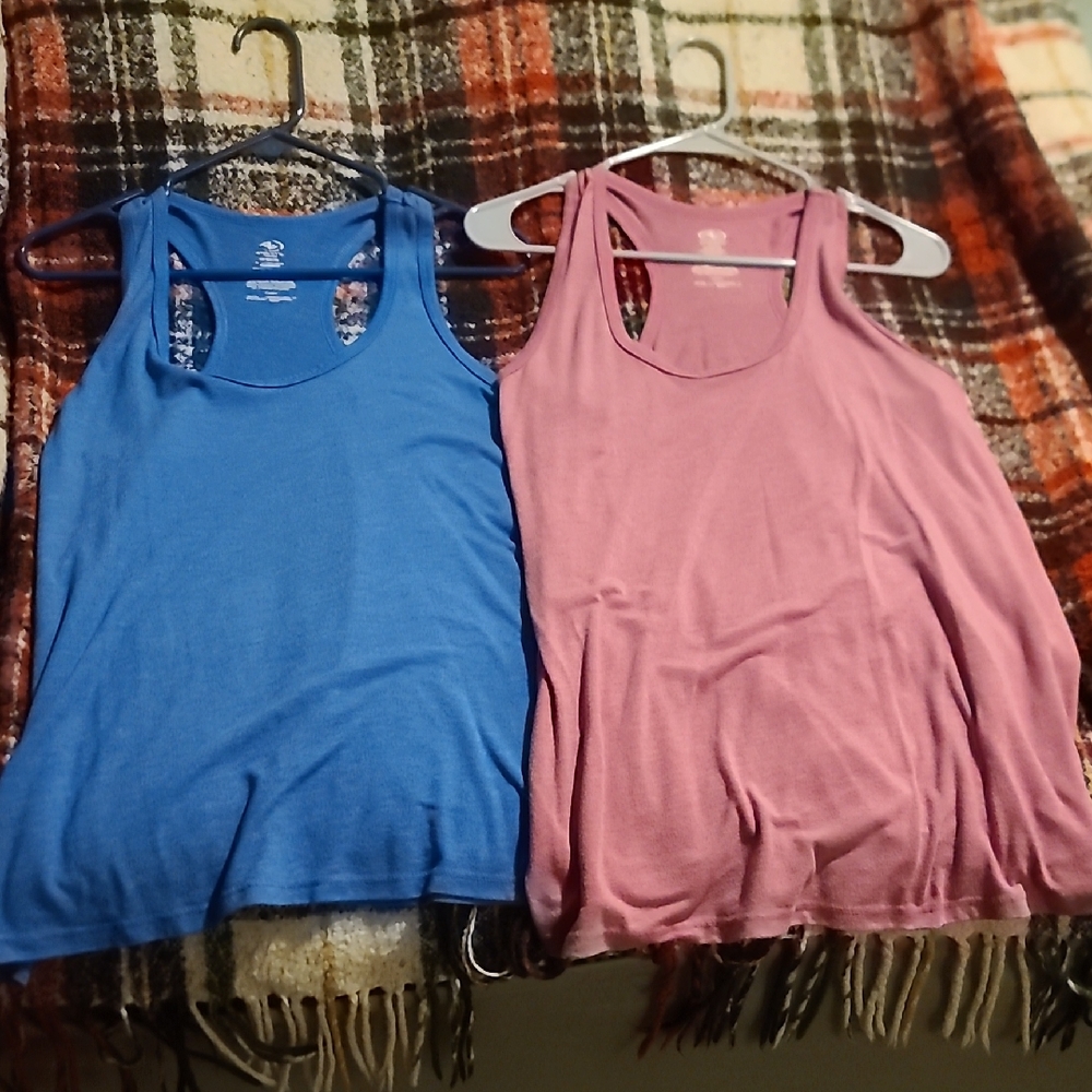 Athletic Works Vibrant Blue and Soft Pink Tank Tops